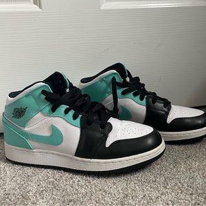Nike Air Jordan 1s mid teal/black/white